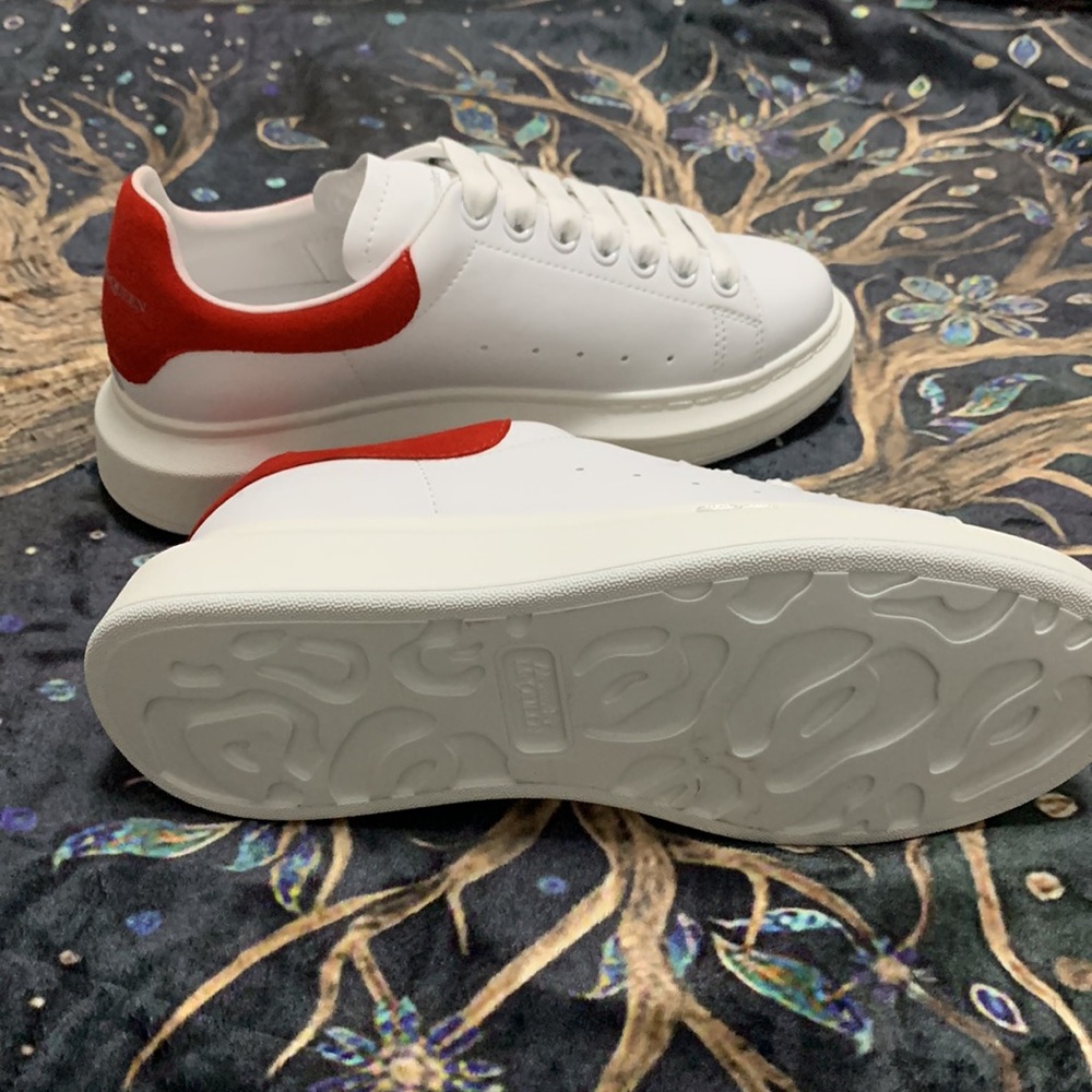 White and Red Women's Sneakers - Picture 3 of 5